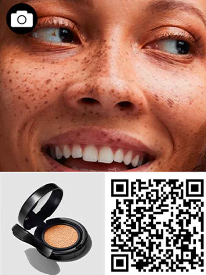 QR code and model's face for STUDIO RADIANCE FACE AND BODY RADIANT SHEER FOUNDATION.